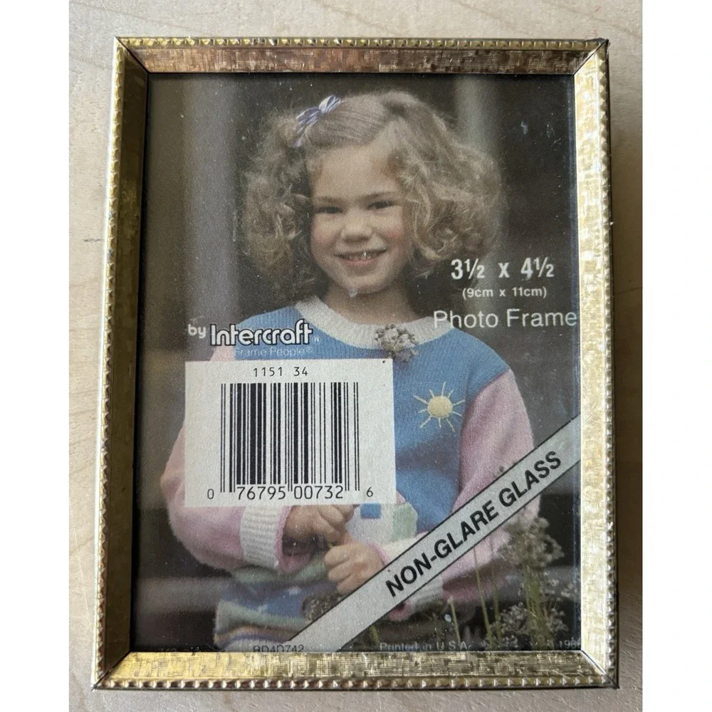 Vintage Photo Frame LOT of 2 Gold Metal Double 5 x 7 + 3 1/2 x 4 1/2 Intercraft